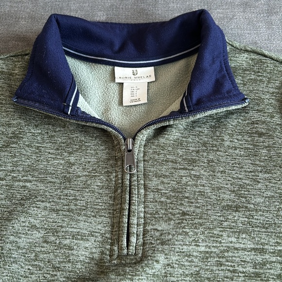 Rorie Whelan Golf Mens Small Quarter Zip Pullover Long Sleeve Green-Navy Collar - Picture 3 of 4